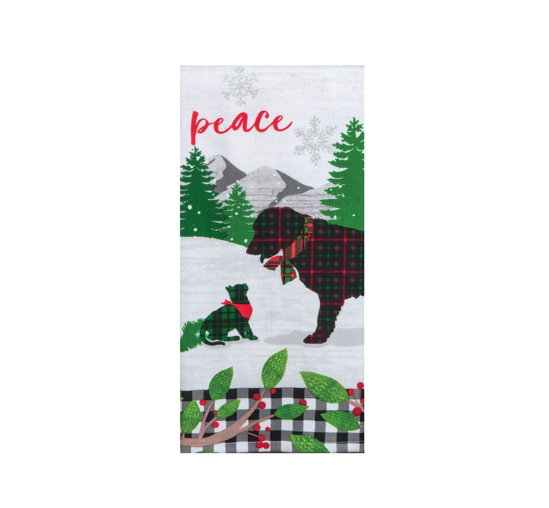 Kay Dee H3630 Holiday Hounds Peace Kitchen Towel, Cotton