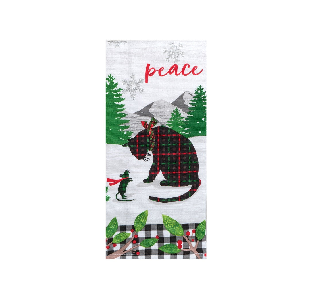 Kay Dee H3631 Holiday Kitties Peace Kitchen Towel, Cotton