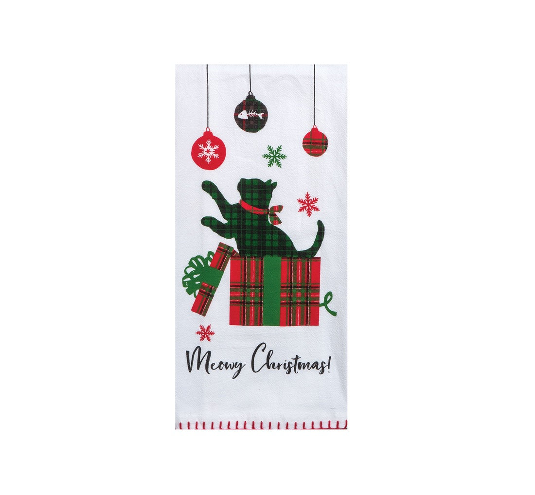 Kay Dee H3639 Meow Merry Christmas Kitchen Towel, Multicolored