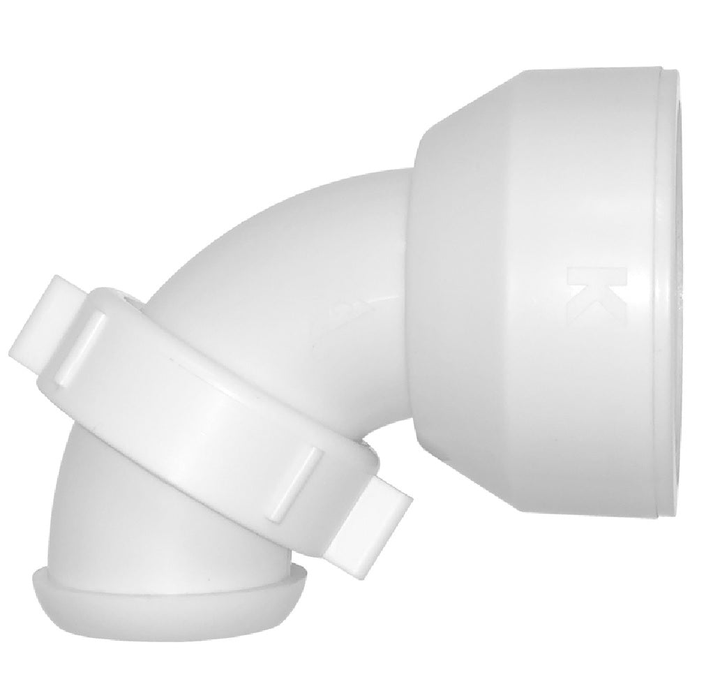 Keeney 30500QLK Insta-Plumb 90 Degree Elbow, Plastic, White