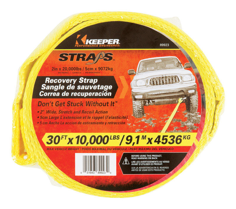 Keeper 89923 Vehicle Recovery Strap, Yellow, 30'