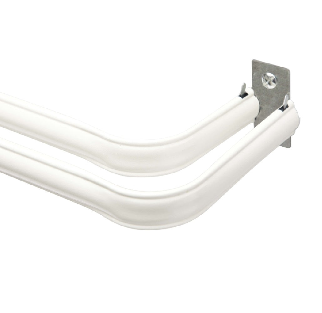 Kenney KN653 Lockseam Curtain Rod, White, 28" x 48"