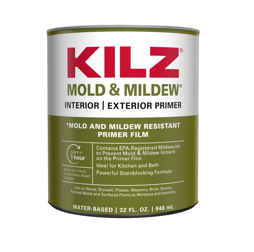 Kilz L204614 Mold and Mildew Interior and Exterior Primer, 1 Quart