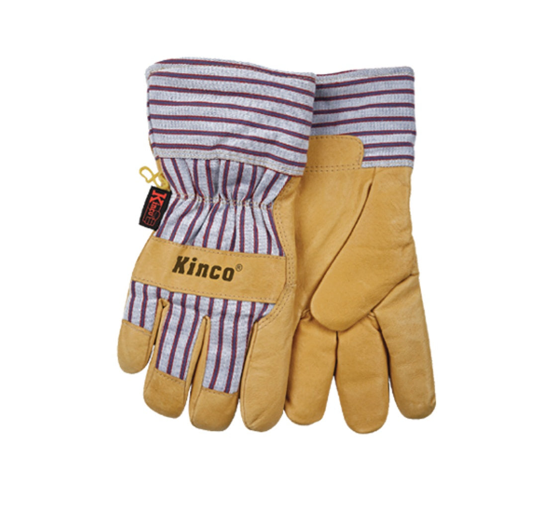 Kinco 1927-L Lined Suede Men's Work Gloves, Yellow, L