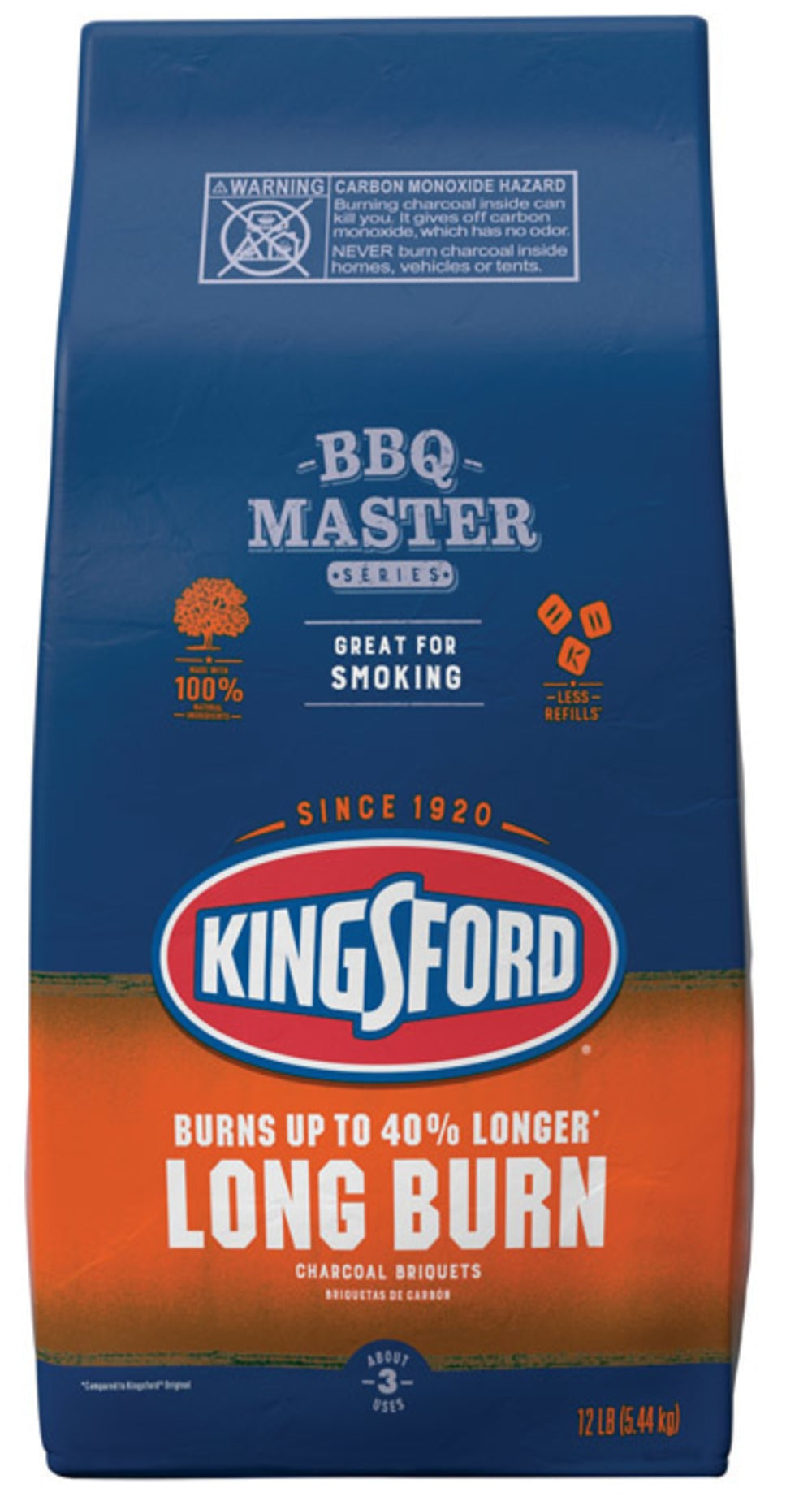 Kingsford 32081 Long Burn Premium Blend Charcoal Briquettes, 12 Lbs