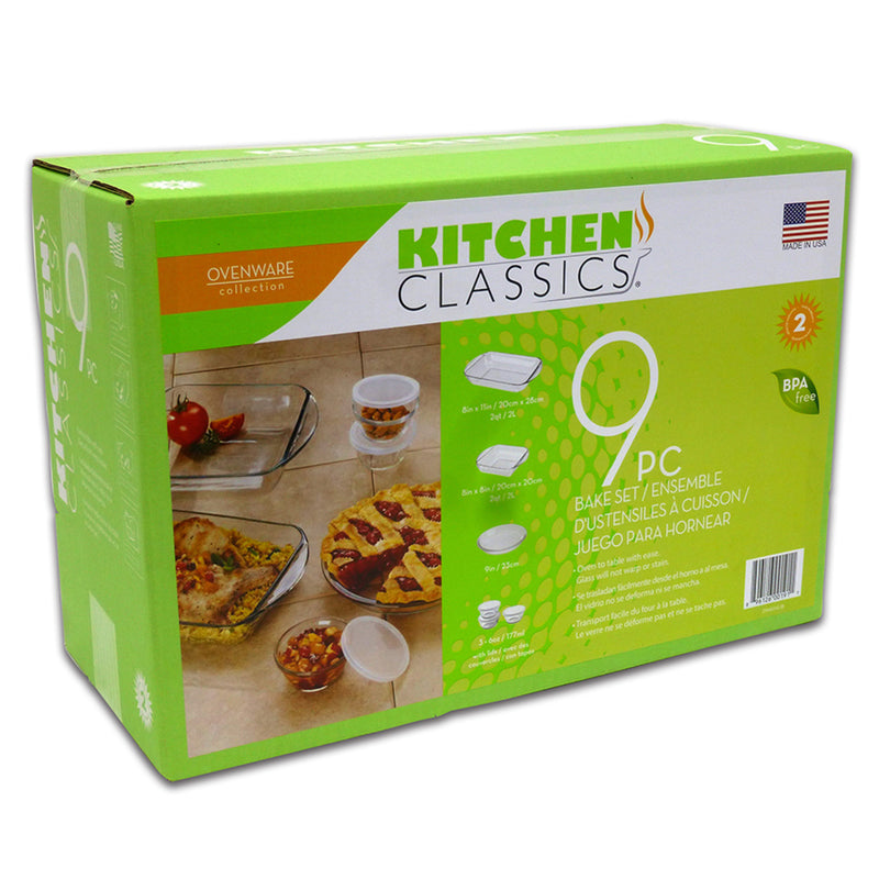 Kitchen Classics 195-94976LIB Ovenware Collection Bake Set, Clear