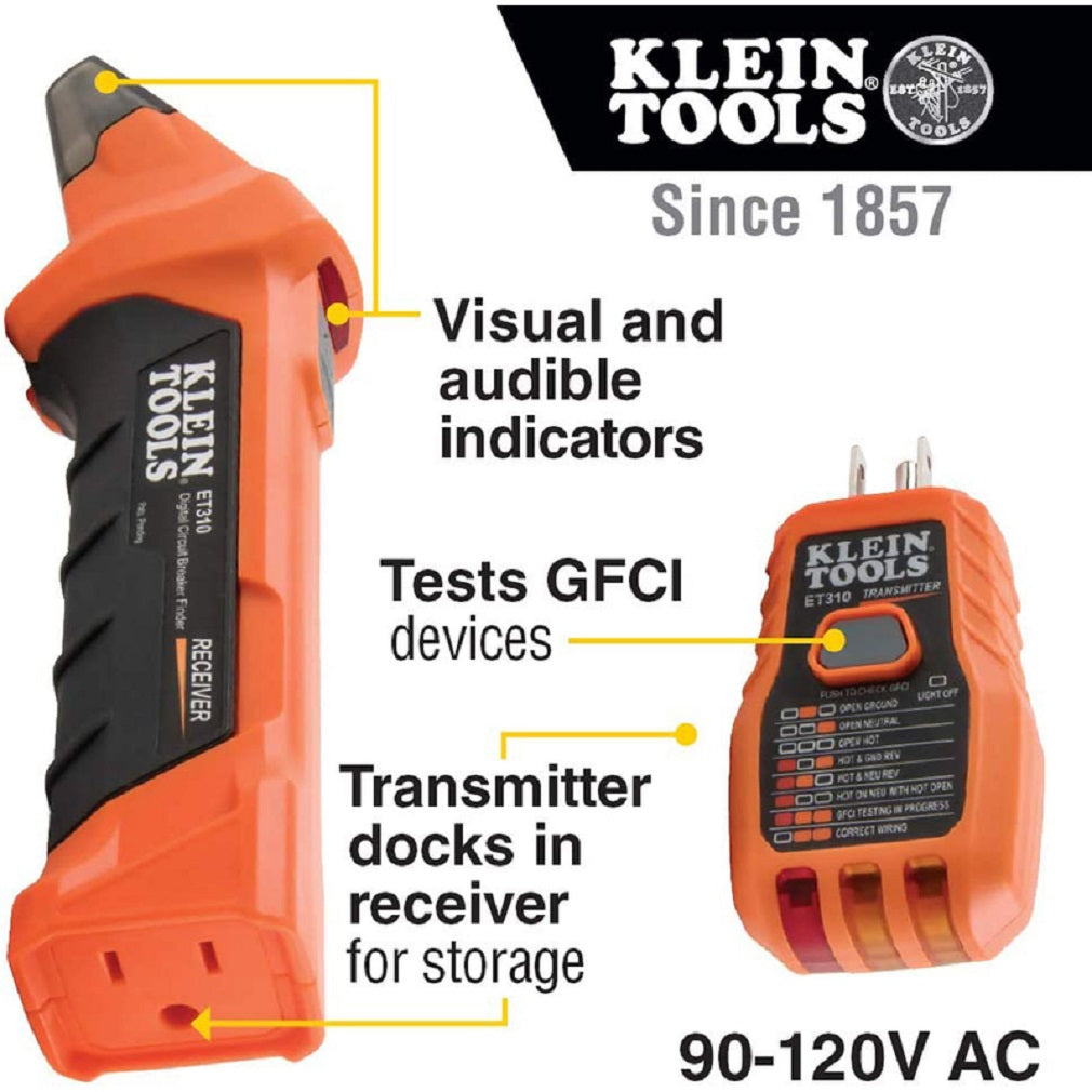 Klein Tools ET310 Digital Circuit Breaker Tester, Black/Orange