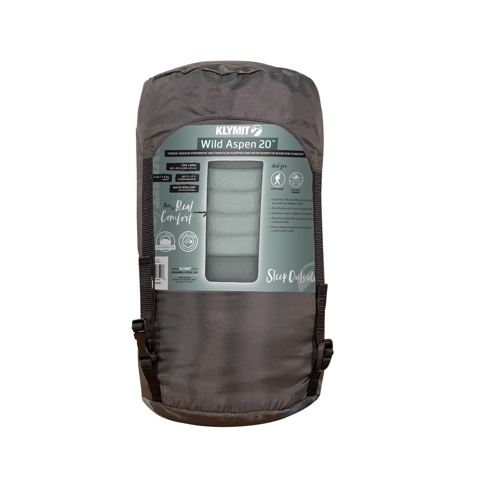 Klymit 13WRGR20D Wold Aspen 20 Sleeping Bag, Green, Polyester