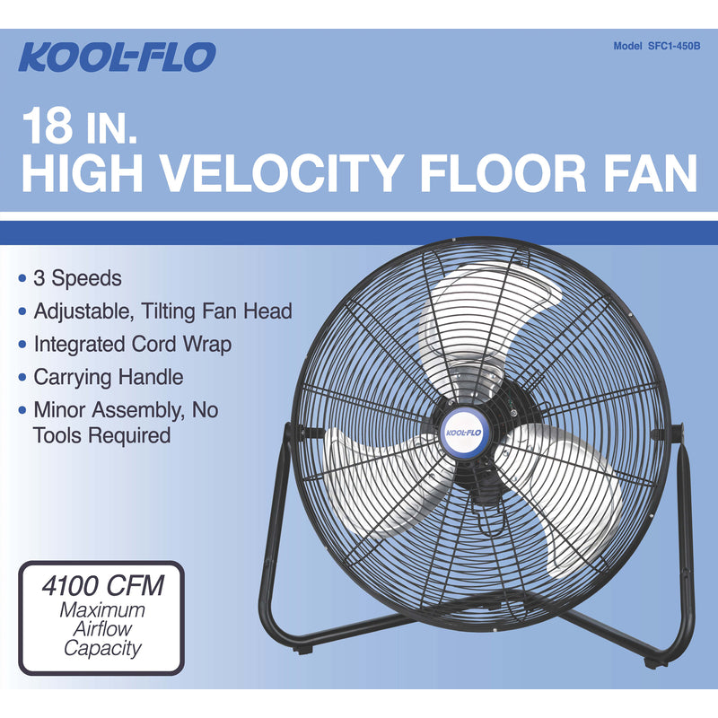 Kool-Flo SFC1-450B 3 speed Electric High Velocity Fan, 18 in