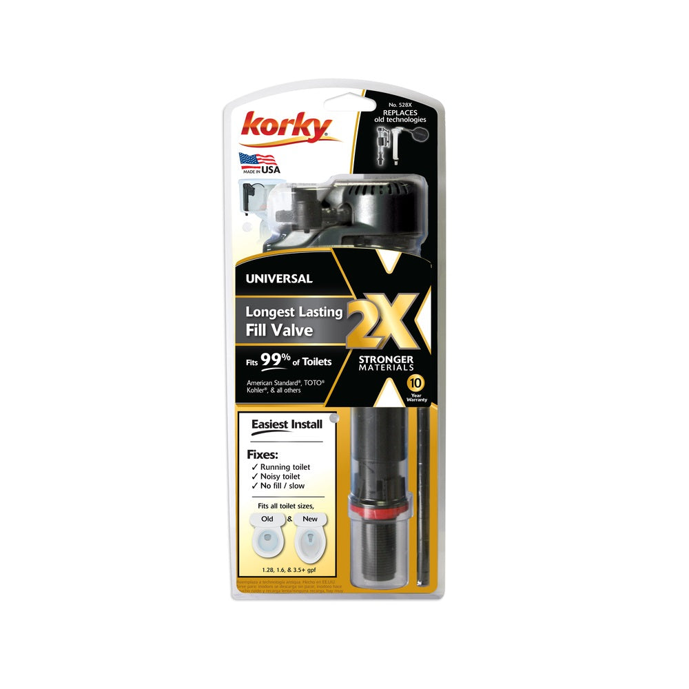 Korky 528XBP 2X Toilet Fill Valve, Black