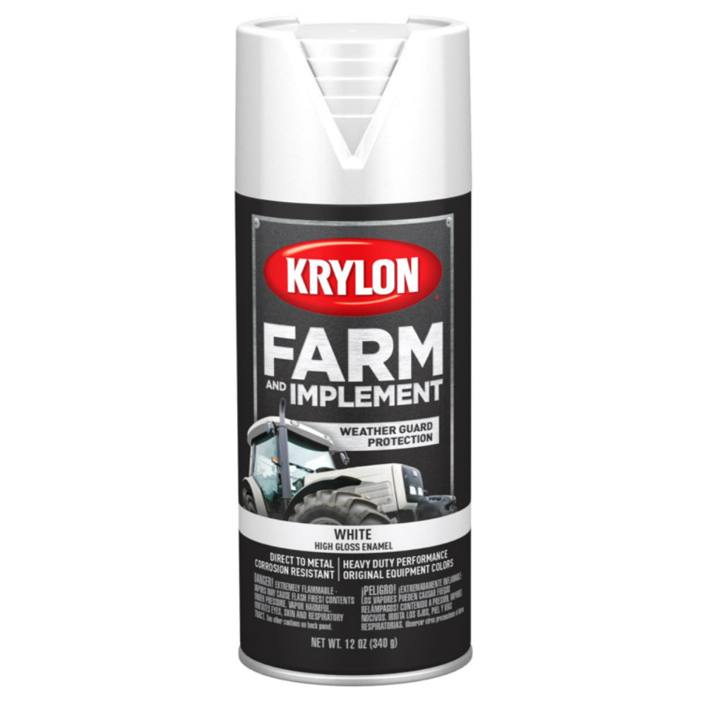 Krylon K01937007 Farm & Implement Spray Paint, White, 12 Oz