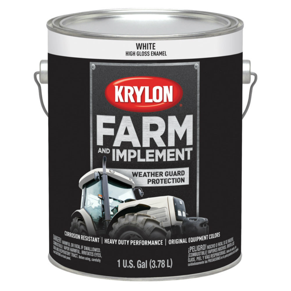 Krylon K01963000 Farm & Implement Paint, Gloss White, 1 Gallon