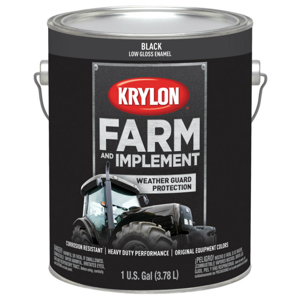 Krylon K01965000 Farm & Implement Paint, Low Gloss Black, 1 Gallon