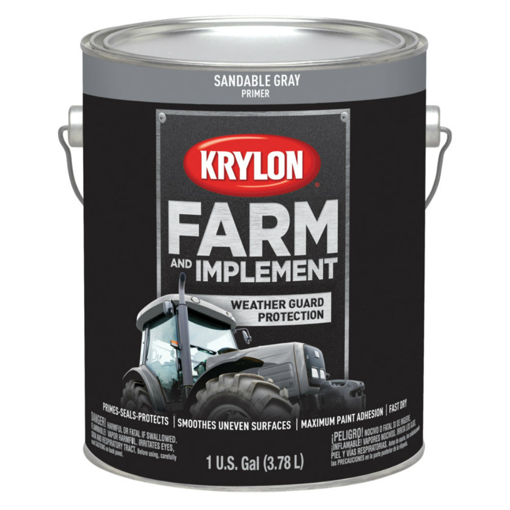 Krylon K01981000 Farm & Implement Paint, Sandable Gray, 1 Gallon