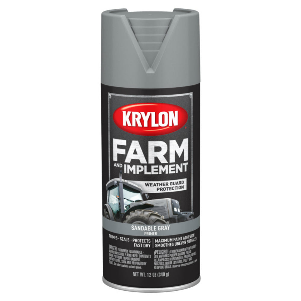 Krylon K01950007 Farm & Implement Primer, Sandable Gray, 12 Oz