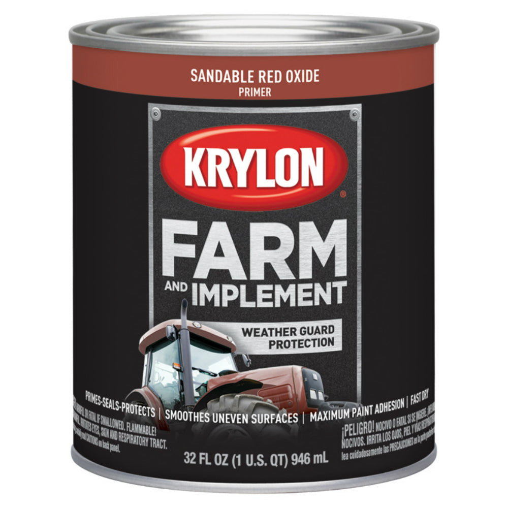 Krylon K02040000 Farm & Implement Primer, Red Oxide,  1 Quart
