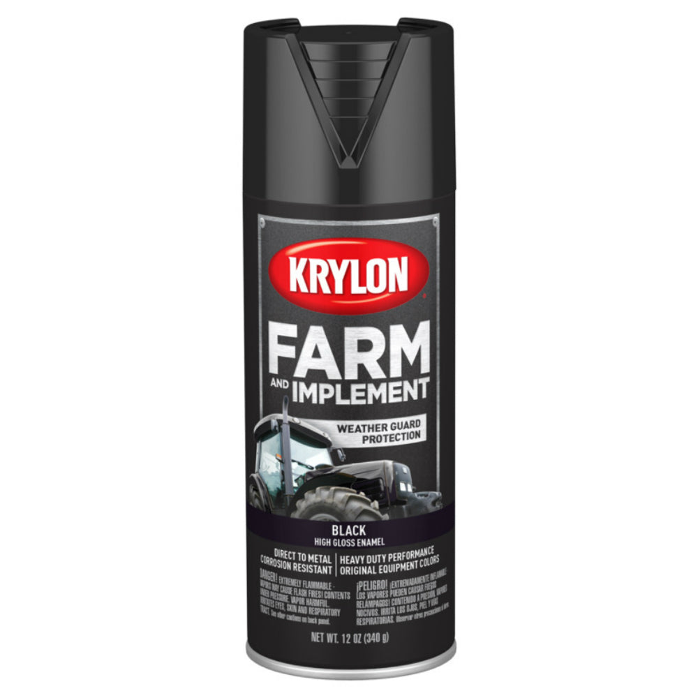 Krylon K01931007 Farm & Implement Spray Paint, Gross Black, 12 Oz