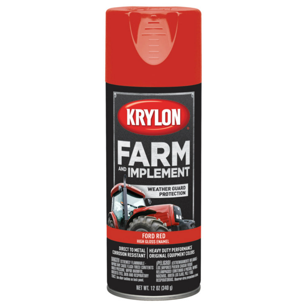 Krylon K01941000 Farm & Implement Spray Paint, Ford Red, 12 Oz