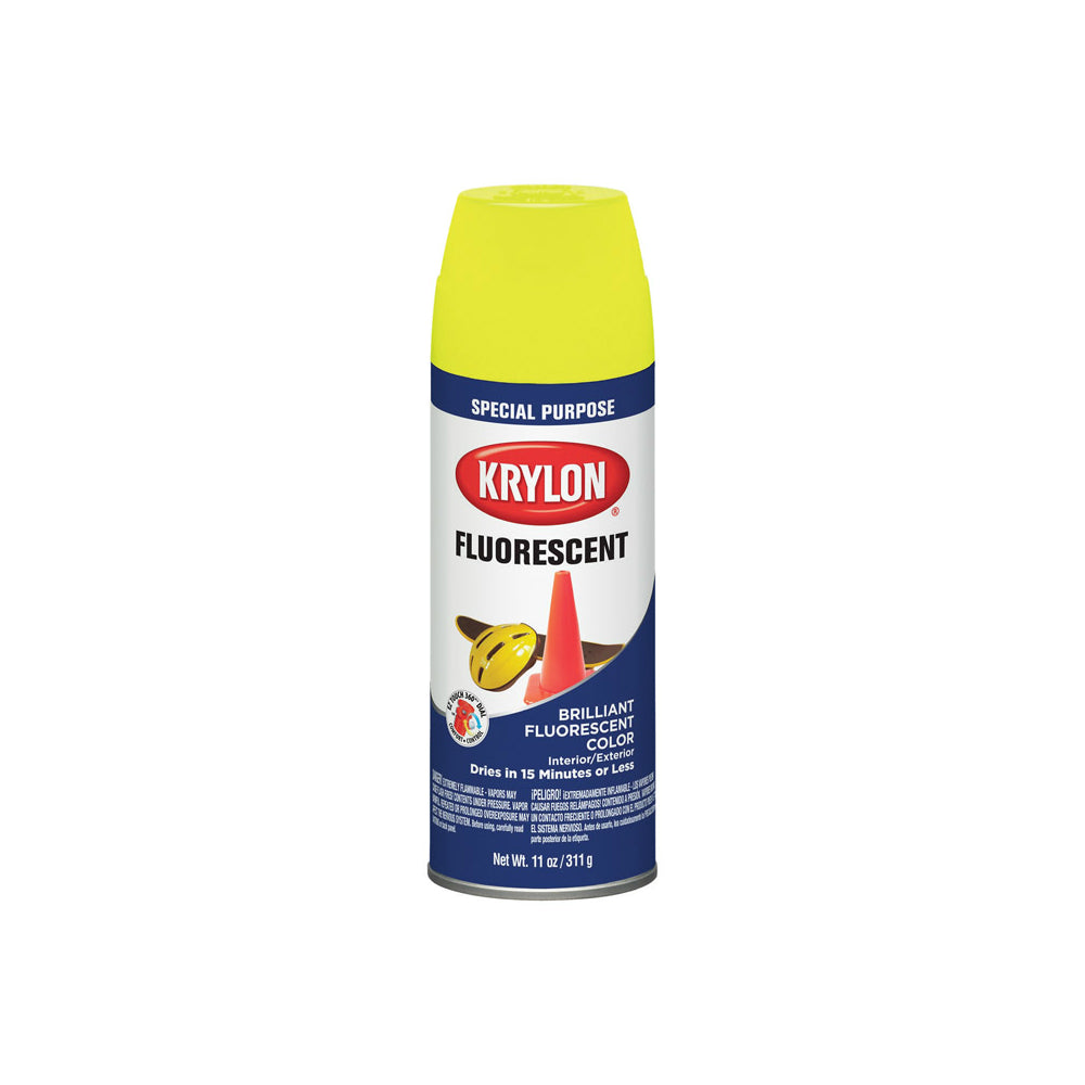 Krylon K03104 Fluorescent Spray Paint, Yellow, 11 Oz