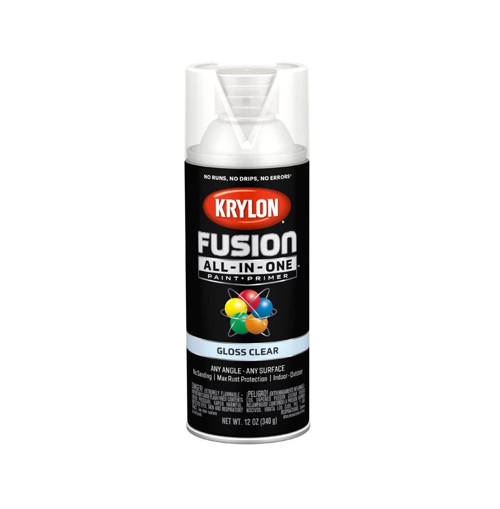 Krylon K02705007 Fusion All-In-One Paint+Primer Spray Paint, Clear, 12 Oz