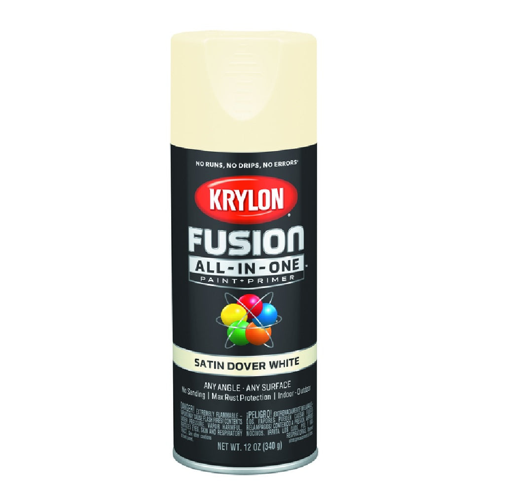 Krylon K02737007 Fusion Satin Paint + Primer Spray Paint, Dover White