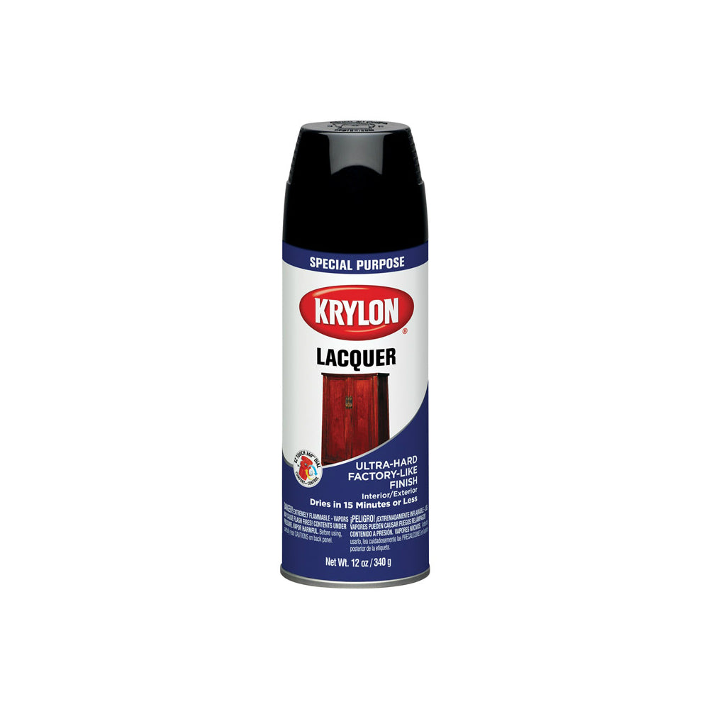 Krylon K07030 Lacquer Spray Paint, Black, 12 Oz