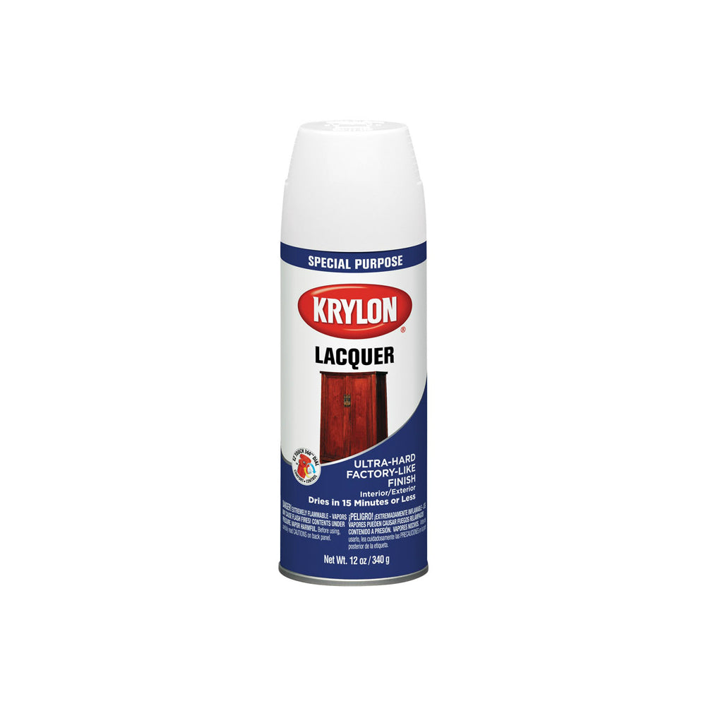 Krylon K07031 Lacquer Spray Paint, White, 12 Oz