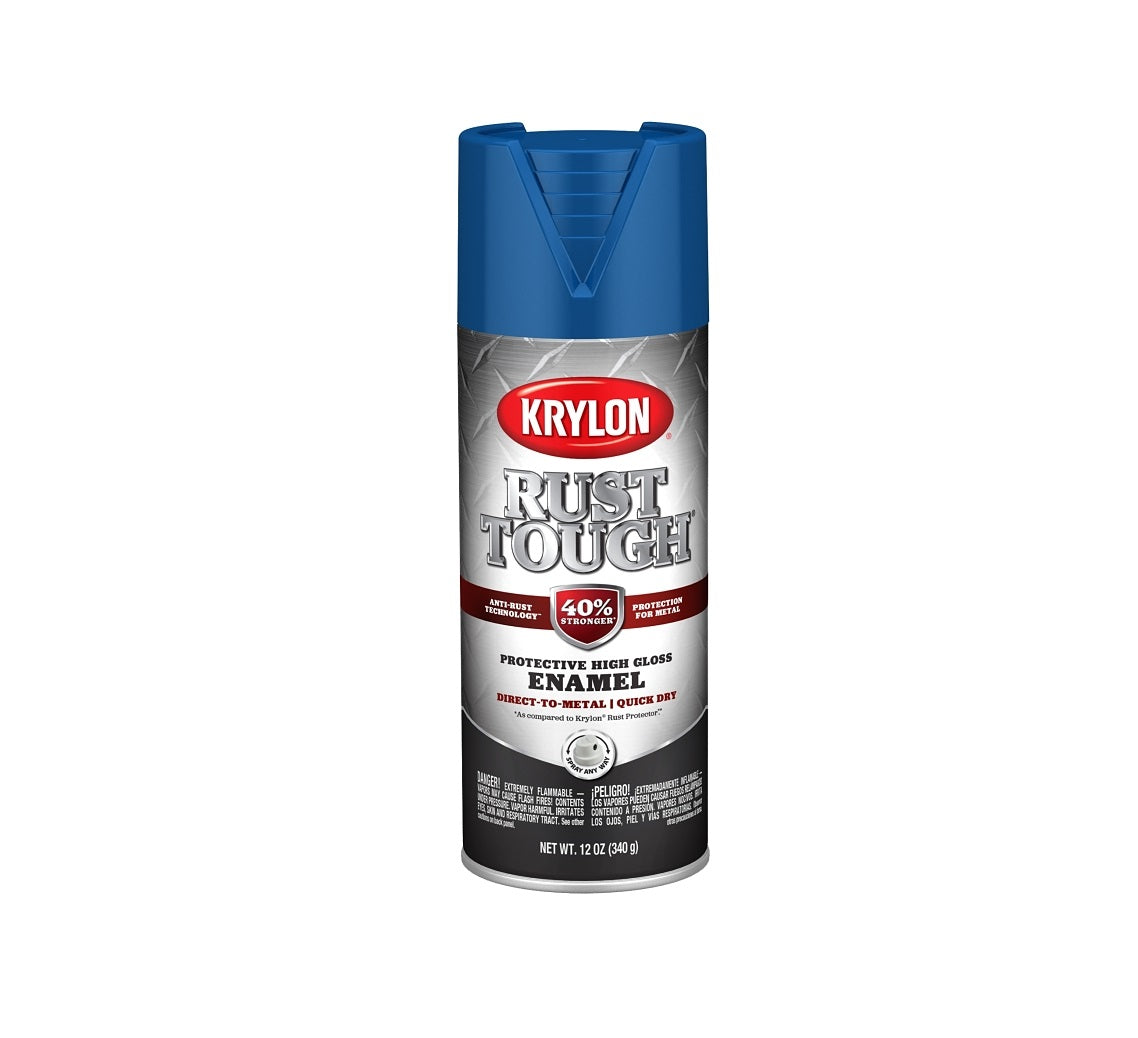 Krylon K09225008 Rust Tough Enamel Spray Paint, True Blue, 12 Oz