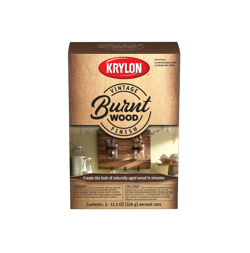 Krylon K08432007 Vintage Finish Paint Kit, Burnt Wood