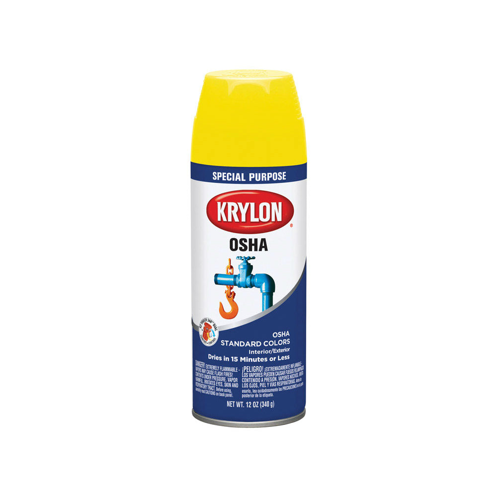 Krylon 1813 Special Purpose Gloss Safety Yellow OSHA Color Spray Paint, 12 oz