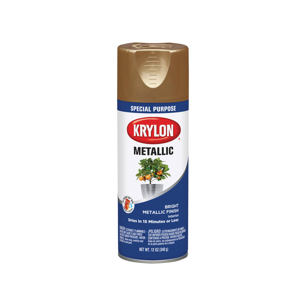 Krylon 1708 Special Purpose Metallic Spray Paint, Brass, 12 Oz