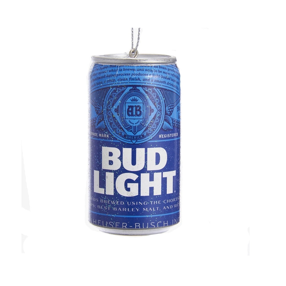 Kurt S Adler AB1111 Bud Light Beer Can Christmas Ornament, Plastic, Blue