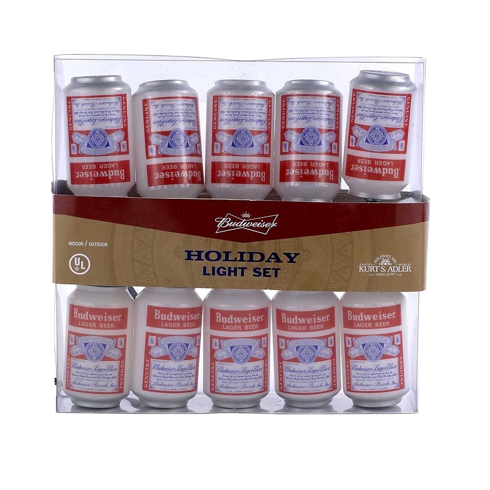 Kurt S Adler AB9140 Vintage Budweiser Can Christmas Light Set, 10 Lights, 12 Volts