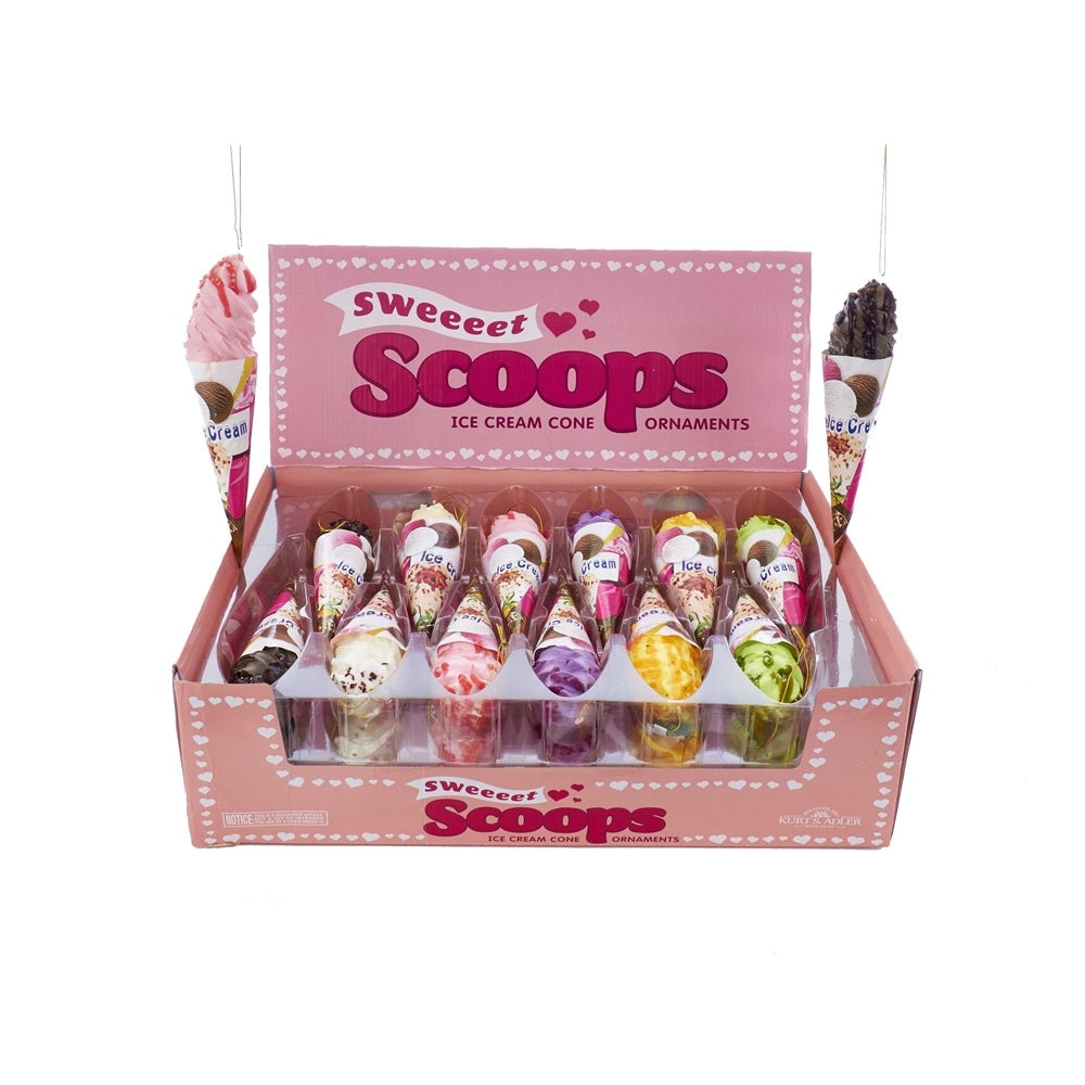 Kurt S Adler D3057 Ice Cream Cone Christmas Ornament, Multi-Color