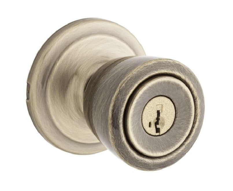 Kwikset 740A-5SGC Abbey Entry Door Knob, Antique Brass