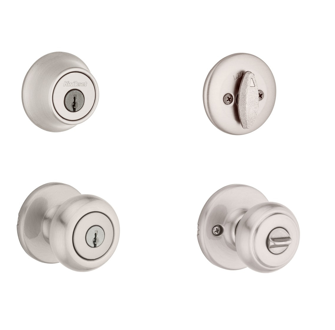 Kwikset 242CV 15 CP K6 Deadbolt and Entry Door Knob, Satin Nickel