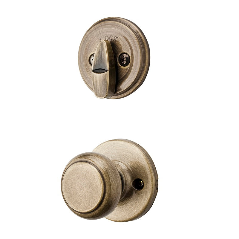 Kwikset 966CV 5 Cove Knob Inside Trim Handleset, Antique Brass
