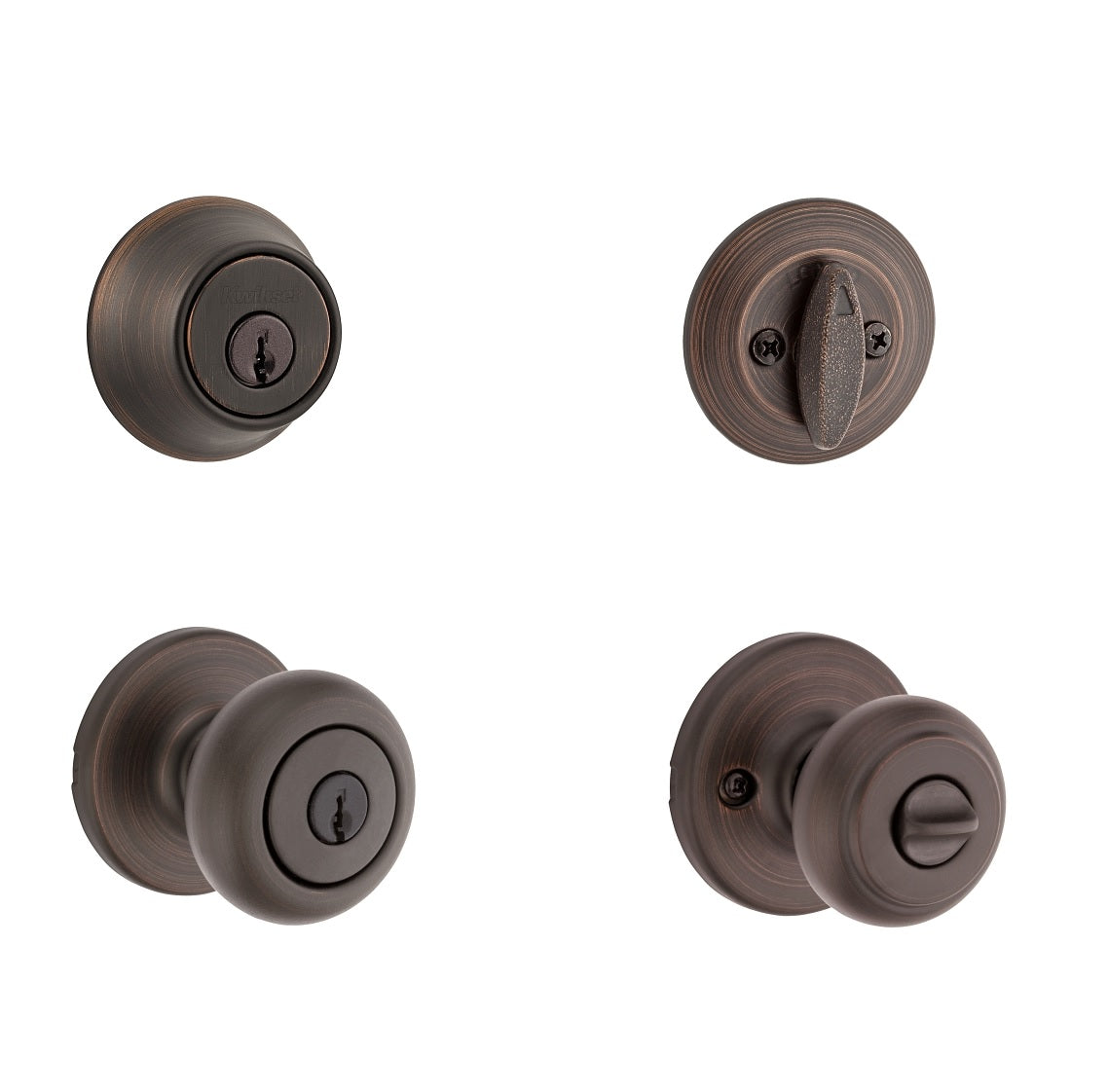 Kwikset 92420-045 Deadbolt and Entry Doorknob, Venetian Bronze