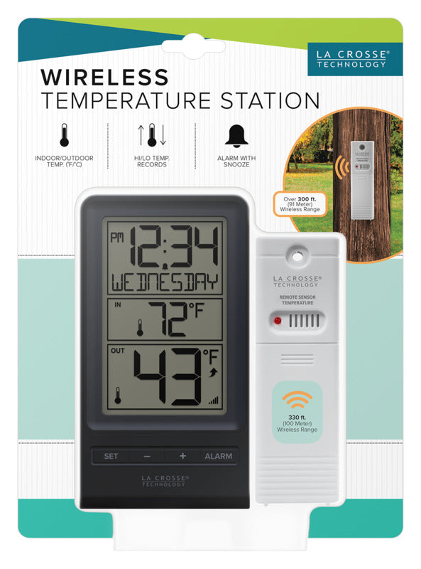LA Crosse Technology 308-1415BW Wireless Digital Thermometer with Time and Calendar