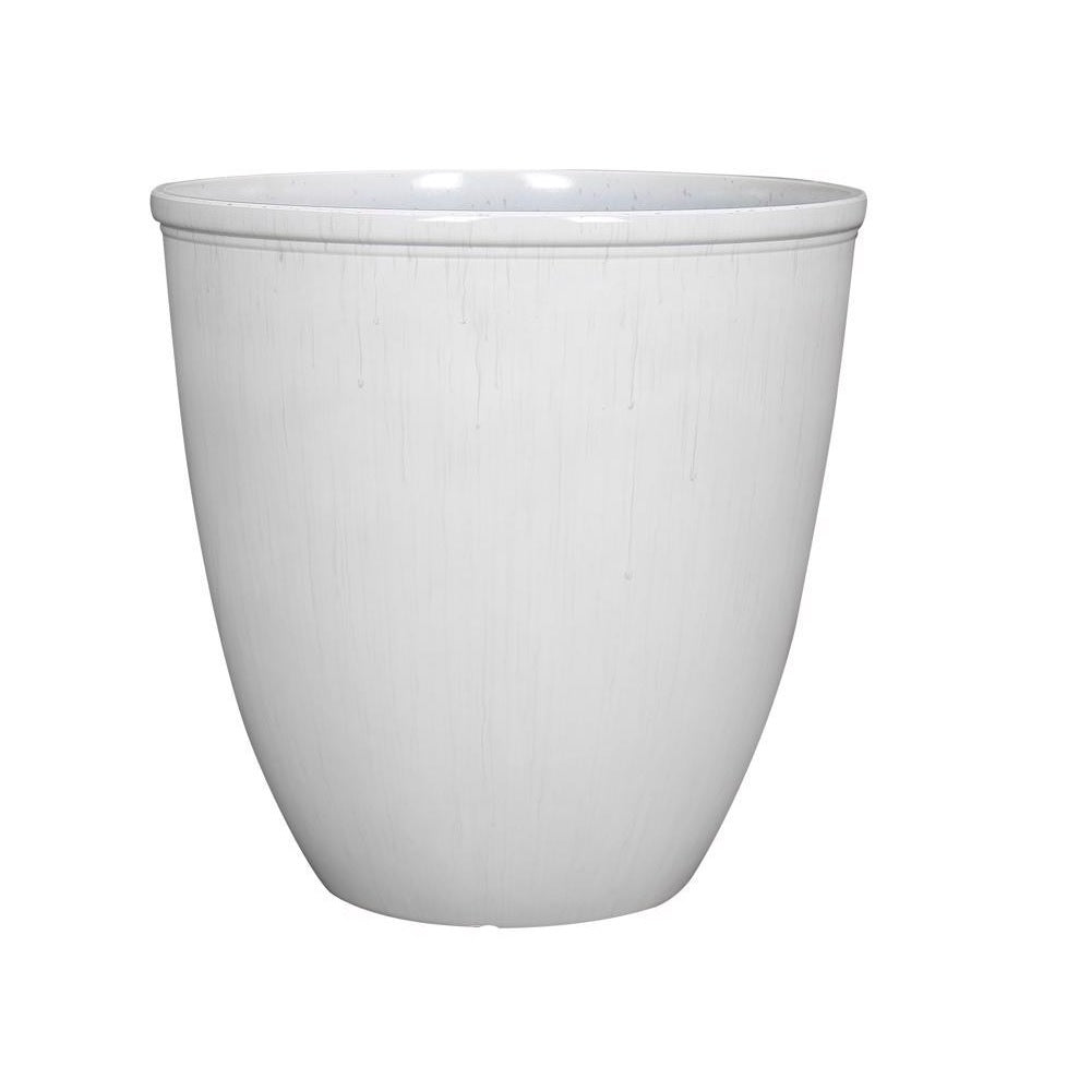 L&G Solutions PVE3016GWI Ventura Reactive Glaze Planter, White, Polyresin