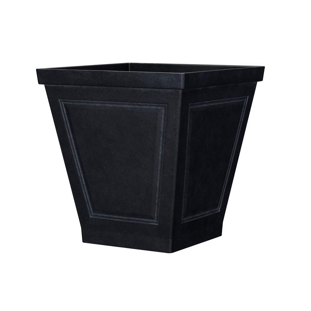 L&G Solutions PVE5516TCI New England Square Planter, Black, Polyresin