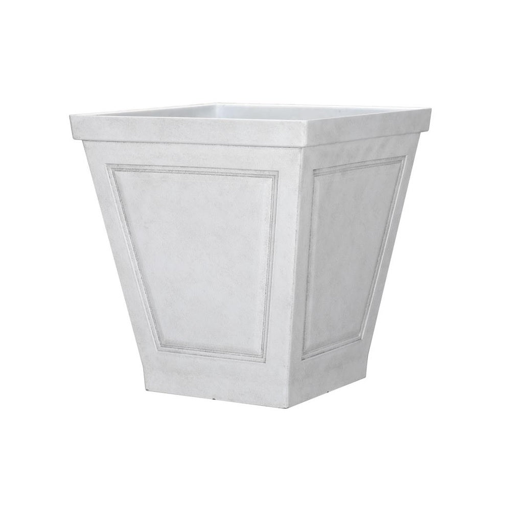 L&G Solutions PVE5516TWI New England Square Planter, White, Polyresin