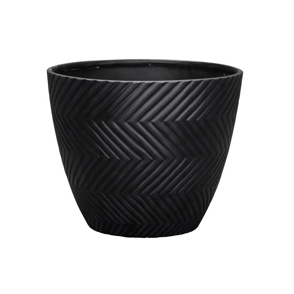 L&G Solutions PVI7916TKI Yuma Round Planter, Black, Polyresin
