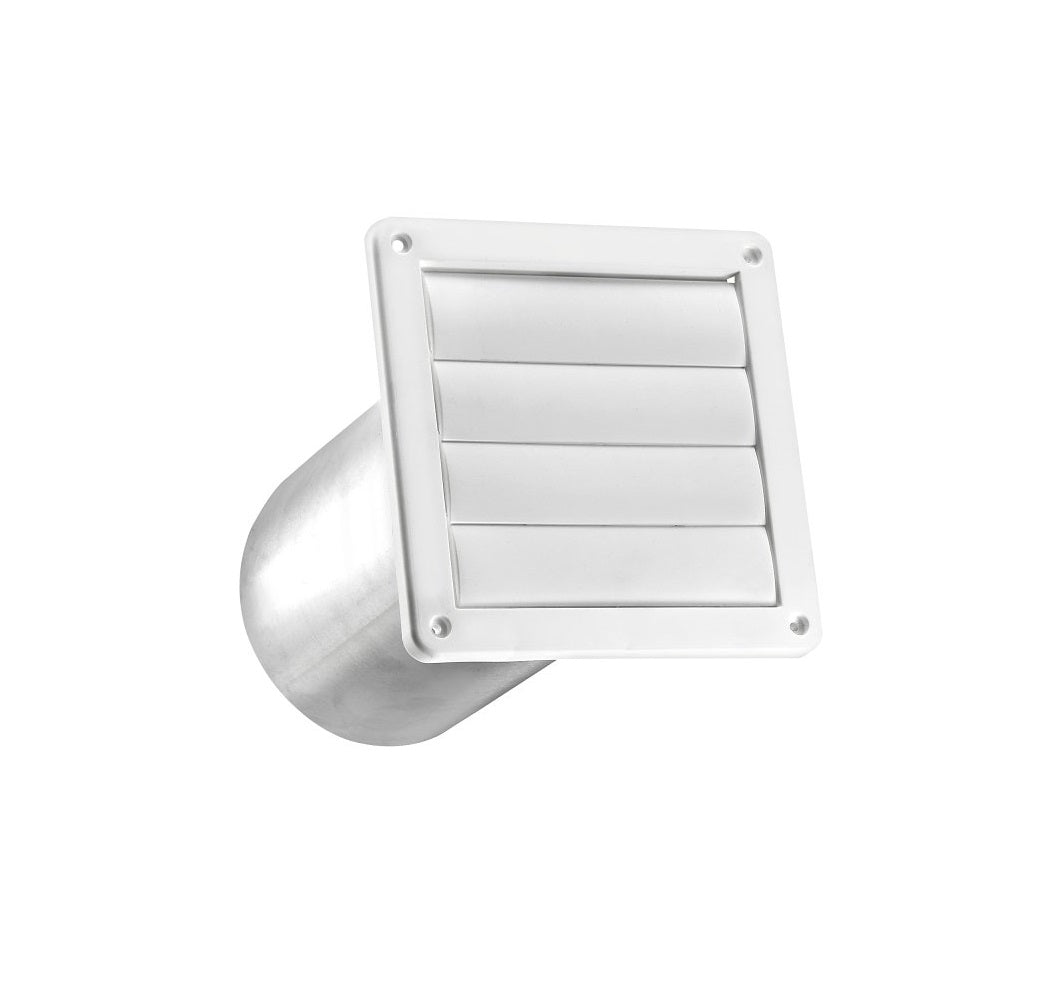 Lambro 361WTP Wall Cap Louvered Vent, 6 inches Dia, Plastic, White