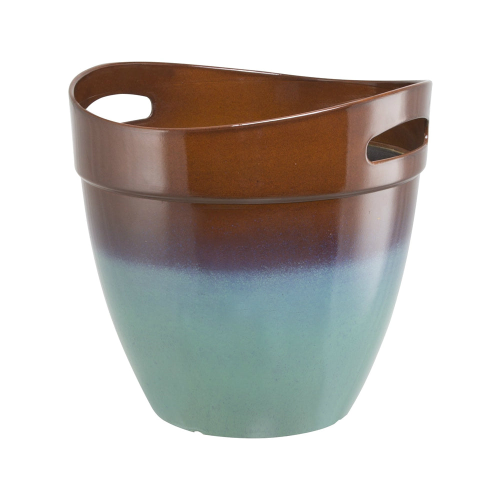 Landscapers Select PT-S039 Resin Planter with Handle Teal, 12"