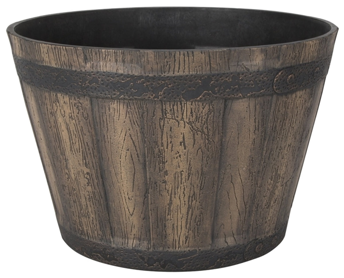 Landscapers Select PT-S056 Whiskey Barrel Planter, Weathered Oak, 14-3/4 inch