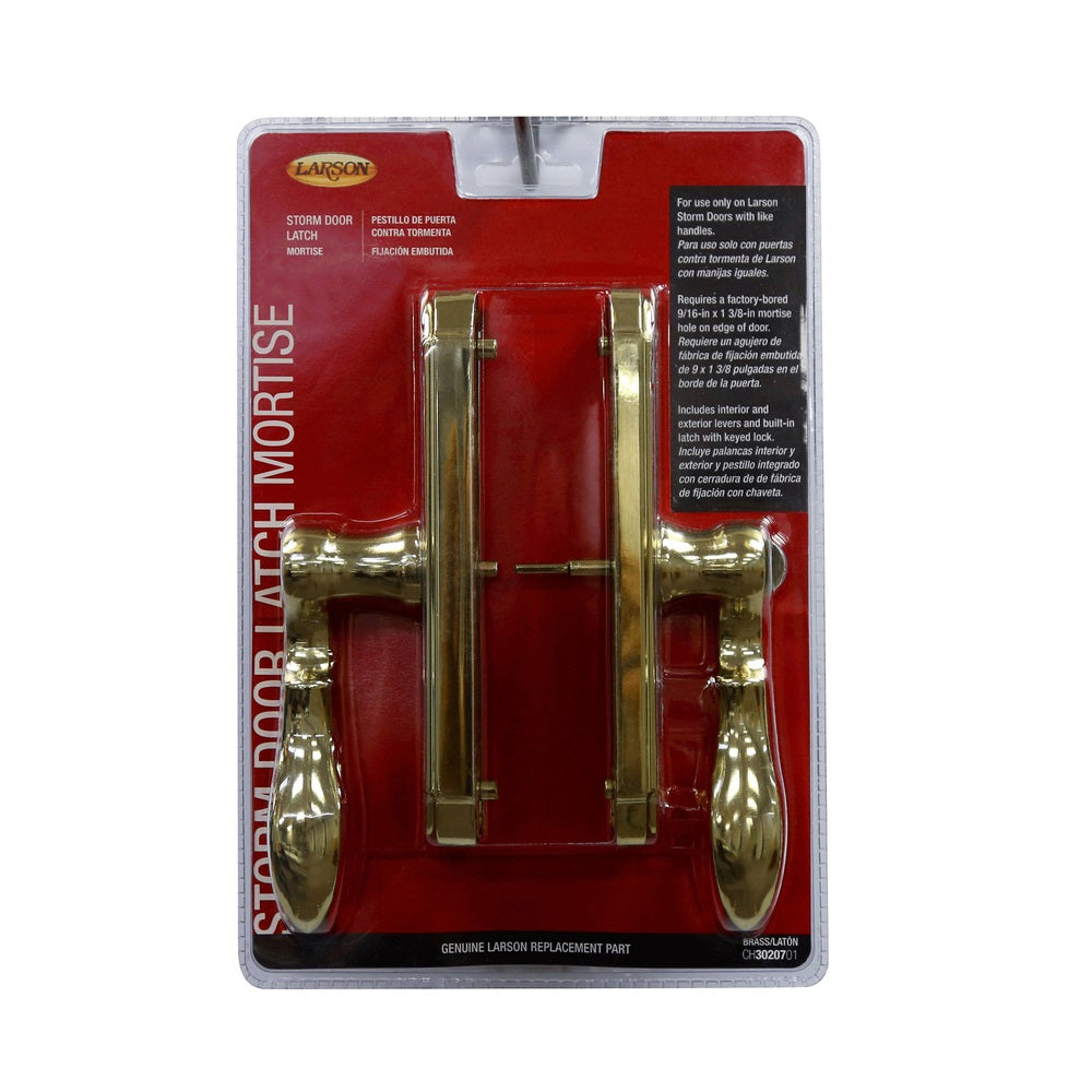 Larson CH3020701 M2 Storm Door Mortise Latch, Bright Brass