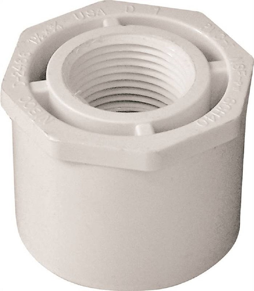 Lasco 438210BC Pipe Reducing Bushing, 1-1/2 Inch x 3/4 Inch, White