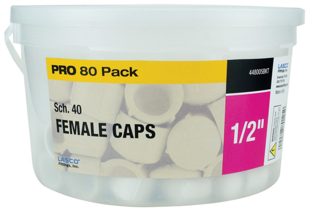 Lasco 448005BKT PRO Schedule 40 PVC Caps, 1/2"