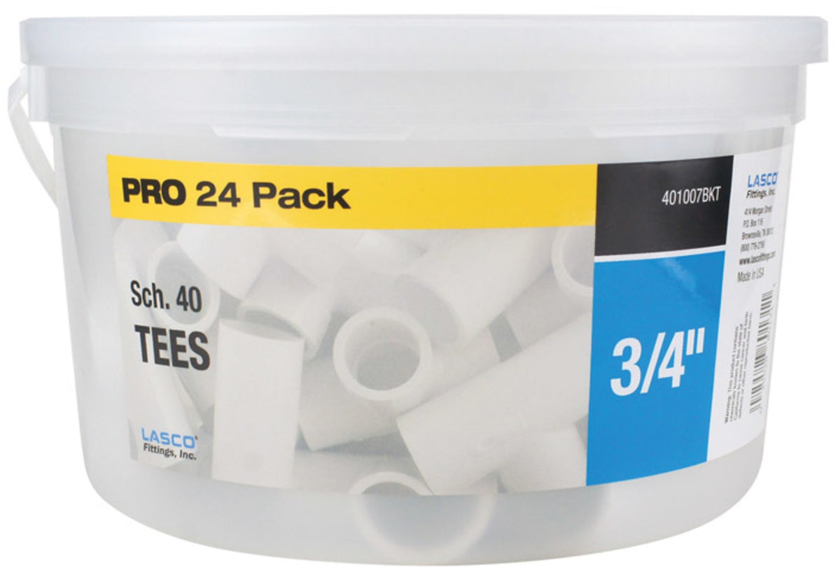 Lasco 401007BKT PRO Schedule 40 PVC Tees, 3/4" x 3/4" x 3/4"